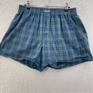 Polo Ralph Lauren Men Boxer Brief Large Green Blue Plaid Classic Fit Woven Sleep